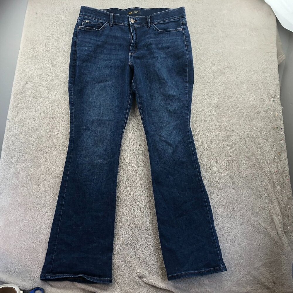 Lee Women Flex Motion Bootcut Jeans Size 18 Long Blue Denim Regular Fit Mid Rise - Picture 13 of 14